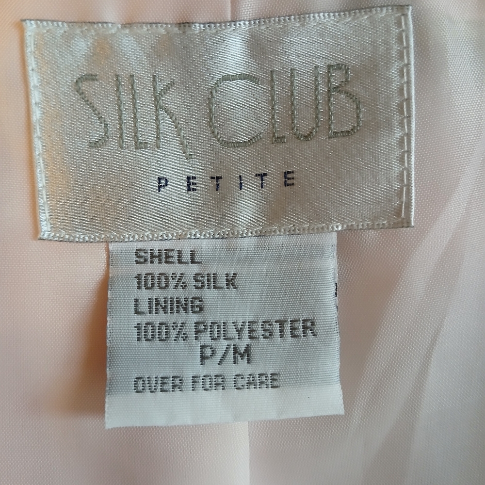 Vintage 100% Silk Womens Jacket Pink Silk Club Petite Size PS - Picture 9 of 11